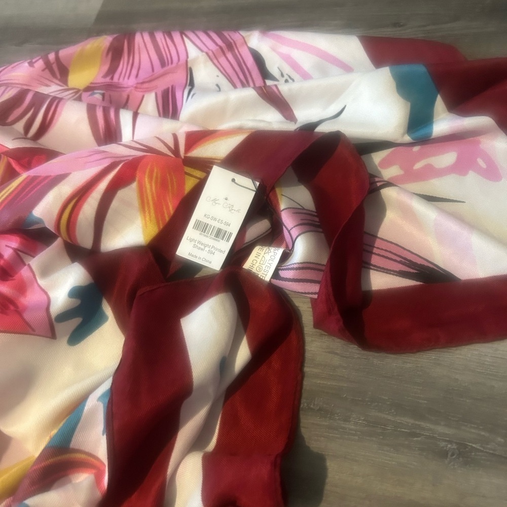 Muse Royal Red and Pink Floral Scarf - Picture 3 of 6